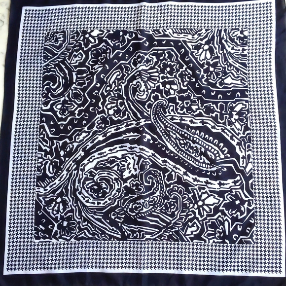 NWOT. Black and White Multi Pattern Scarf. Made in Italy. - Picture 2 of 3